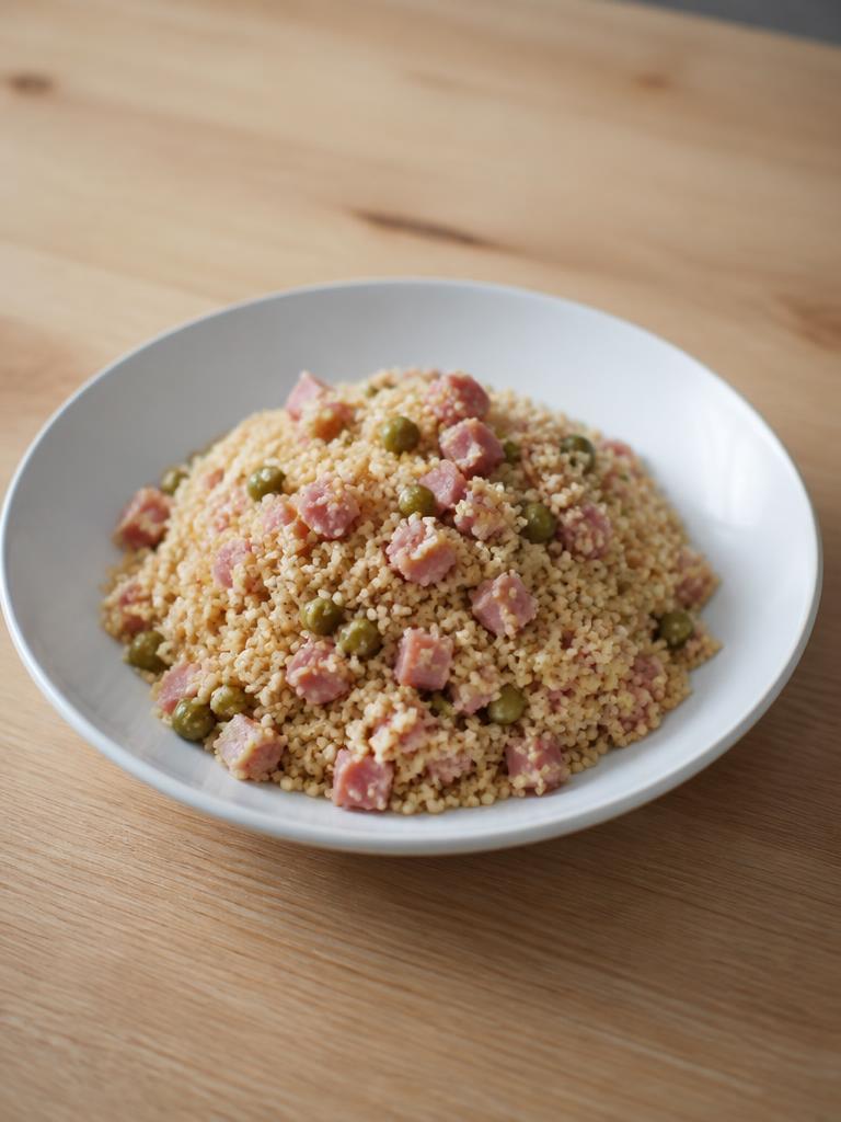 Semoule au jambon et petits pois