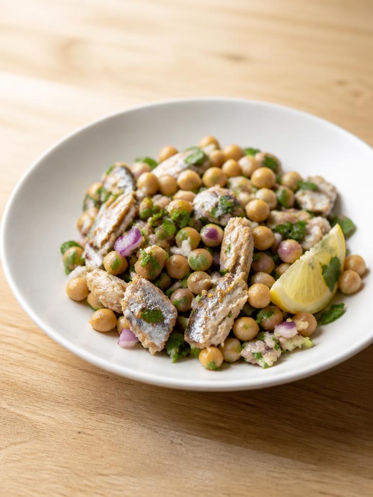 Salade de sardines et pois chiches au citron