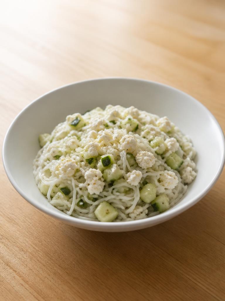 Boîte de vermicelles de riz, feta et concombre