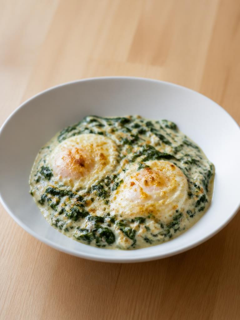 Œufs à la crème et aux épinards