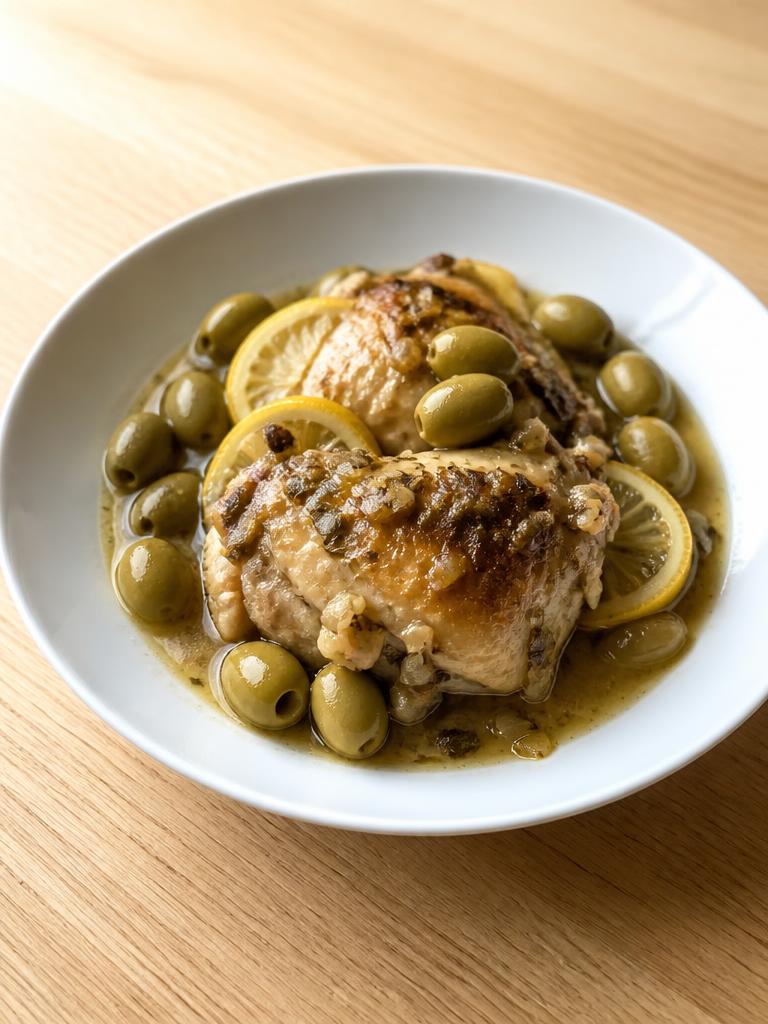 Poulet au citron et aux olives vertes