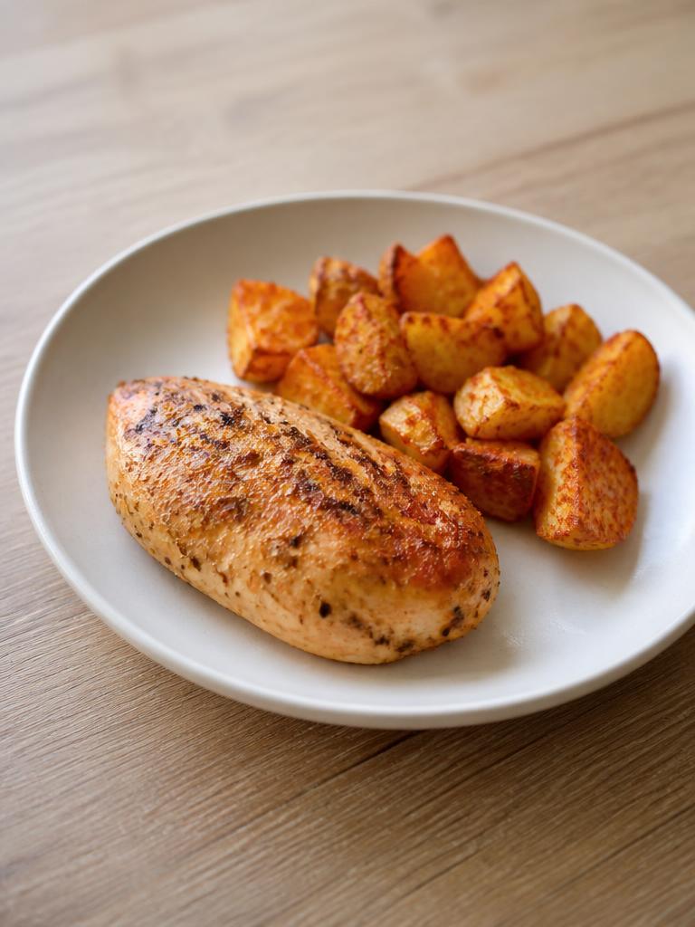 Blanc de poulet au four et pommes de terre au paprika