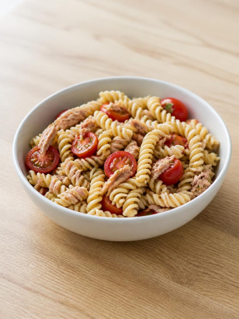 Salade de pâtes au thon et tomates cerises