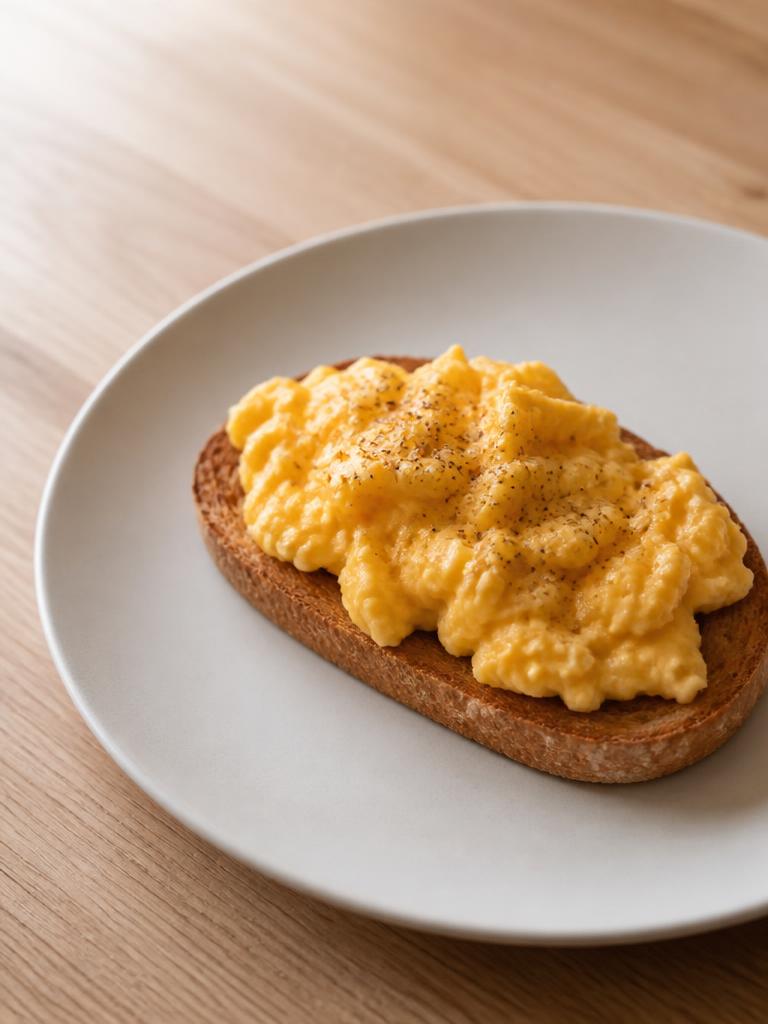 Œufs brouillés au comté sur pain grillé