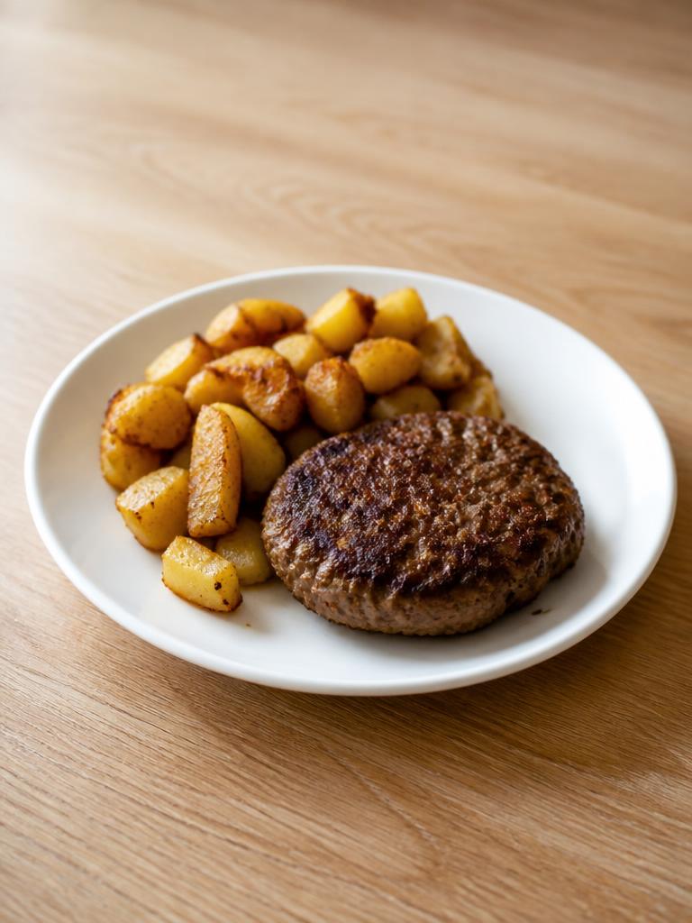 Steak haché et pommes de terre sautées