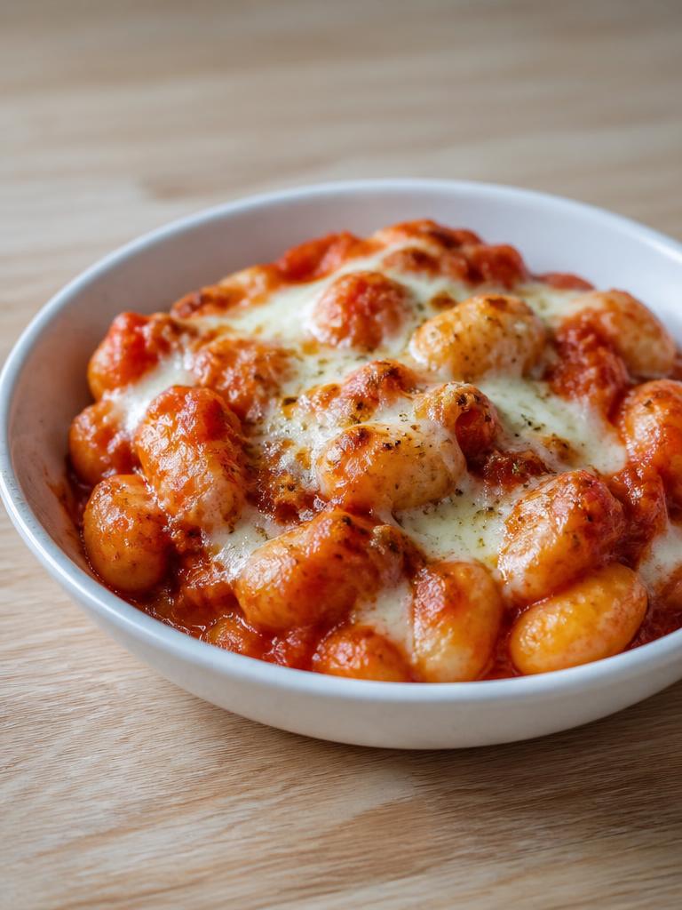 Gratin de gnocchis à la tomate et à la mozzarella