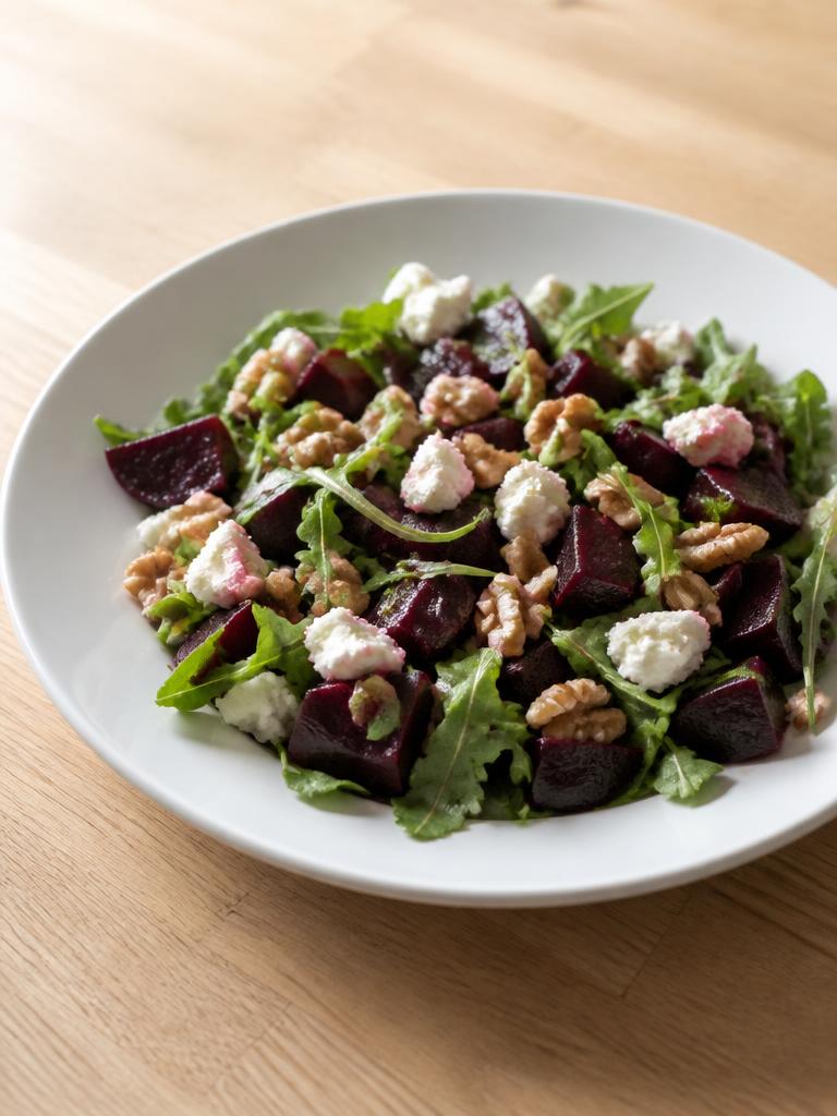 Salade de betterave, chèvre et noix