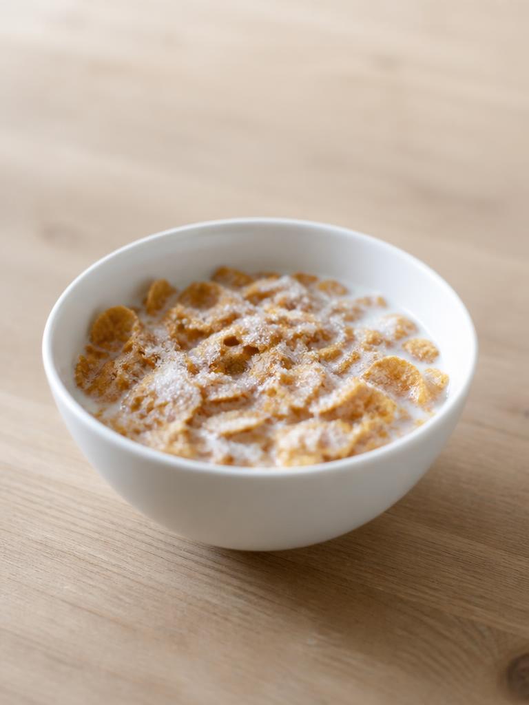 Bol de céréales au lait et au sucre