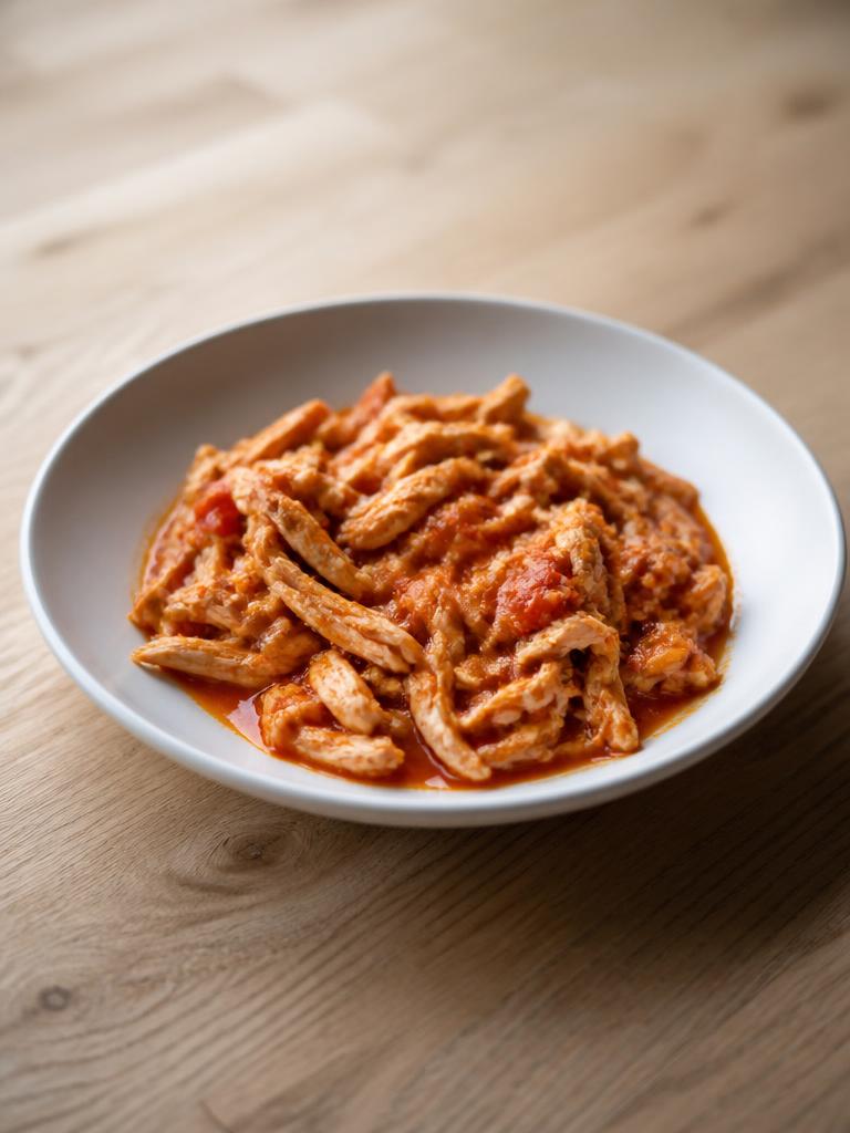 Poulet effiloché à la tomate et au paprika