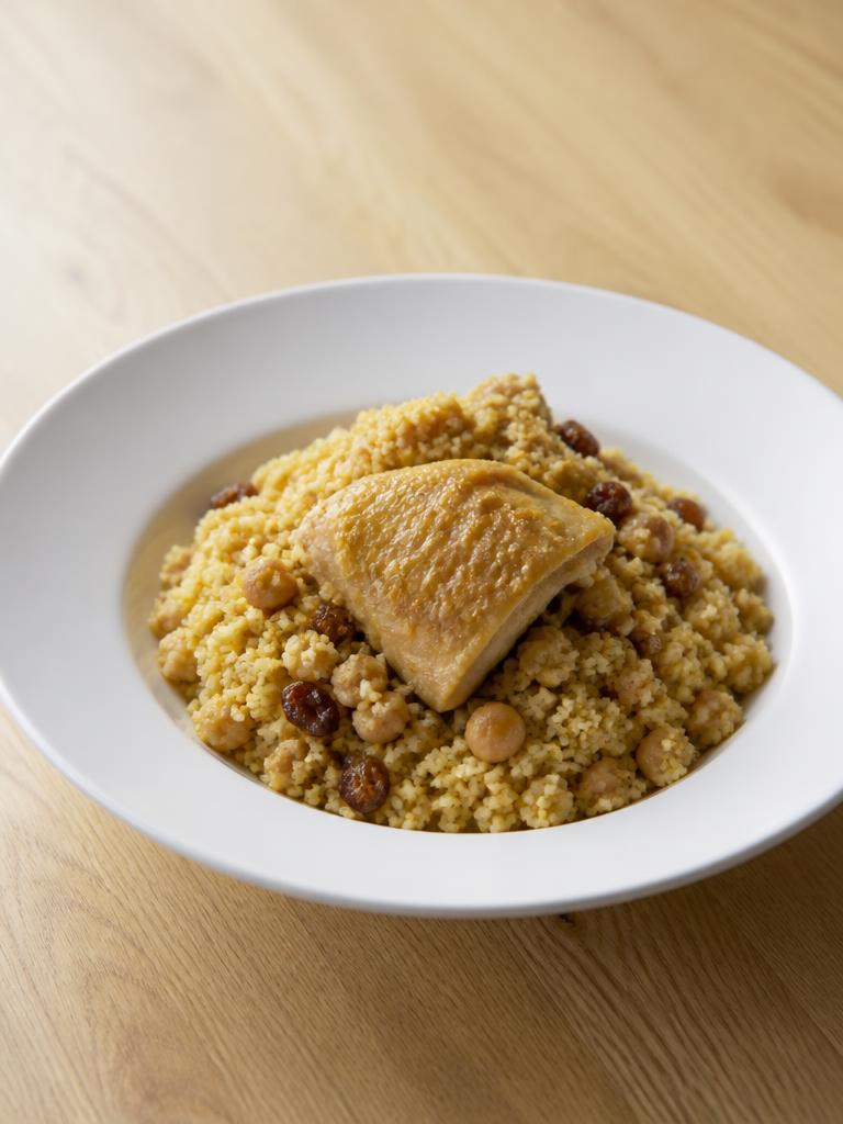 Semoule au poulet et raisins secs