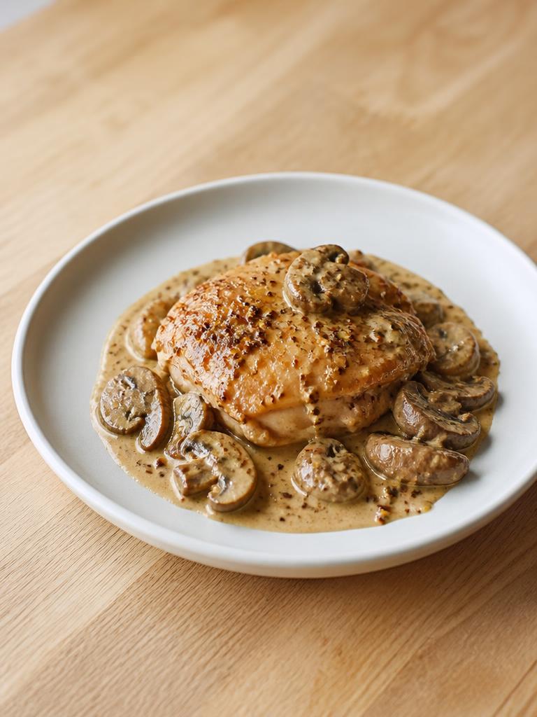 Poulet à la moutarde et champignons