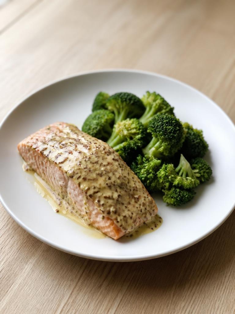Saumon à la moutarde et brocoli