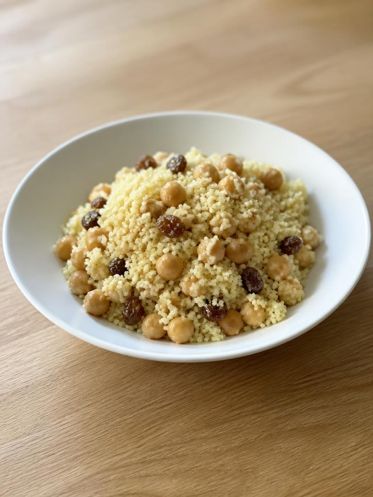 Couscous express aux pois chiches et raisins secs