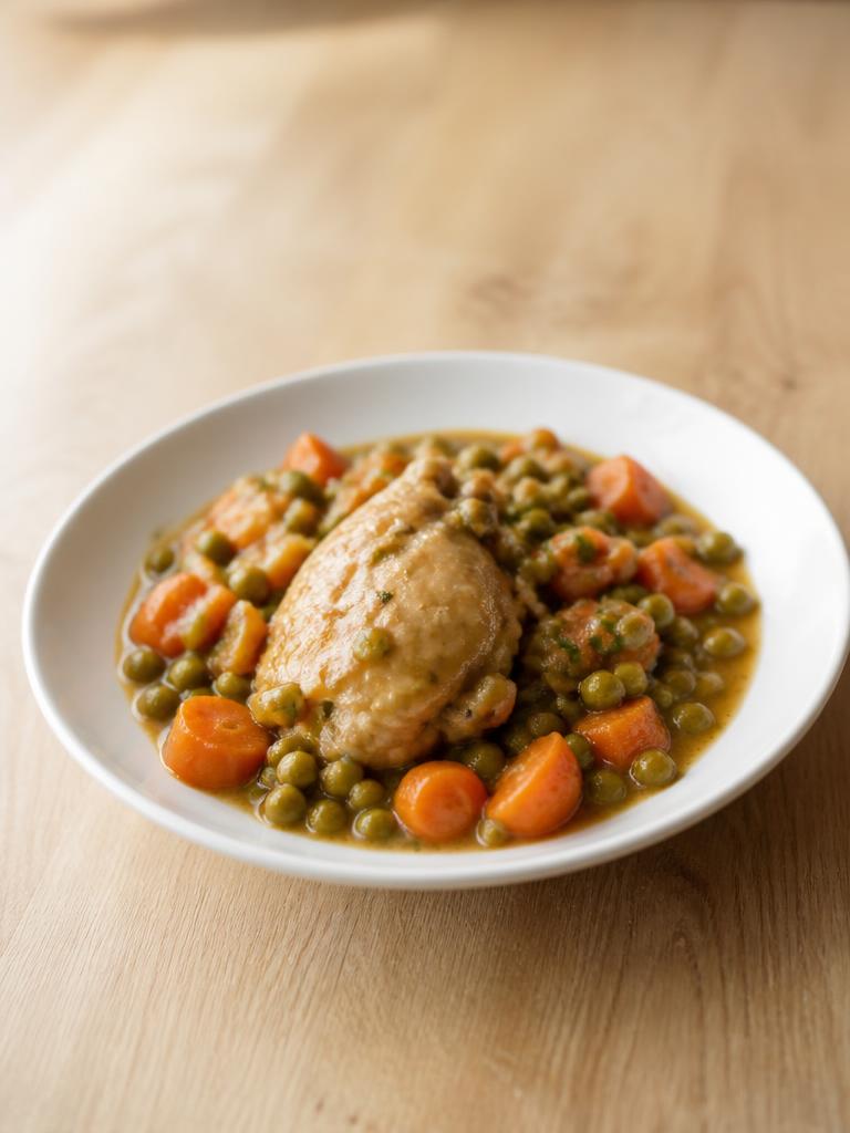 Poulet aux petits pois et carottes