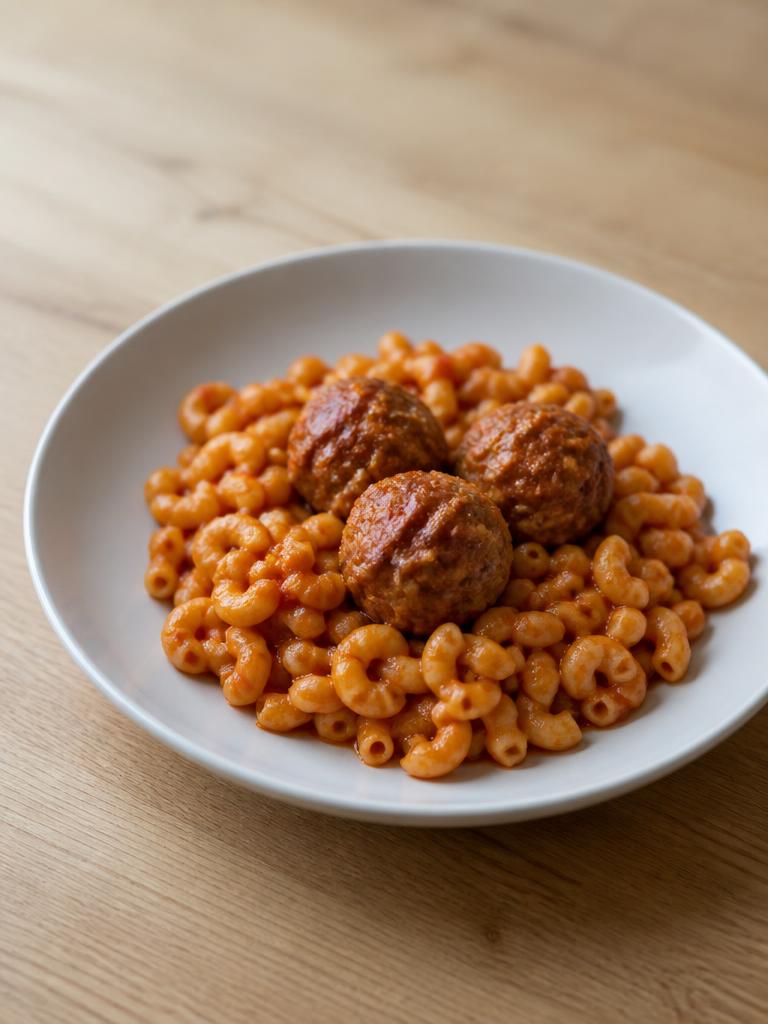 Boulettes de bœuf et coquillettes à la tomate