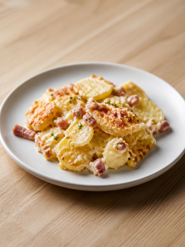Gratin de pommes de terre aux lardons et au thym