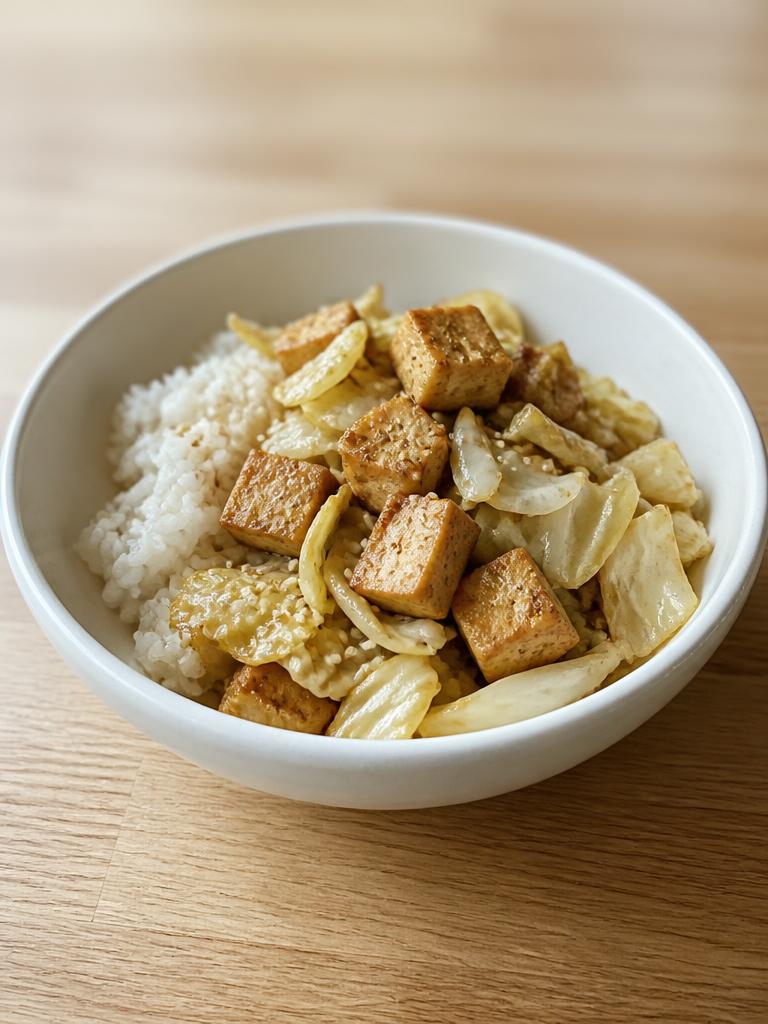 Bowl au tofu fumé et chou blanc