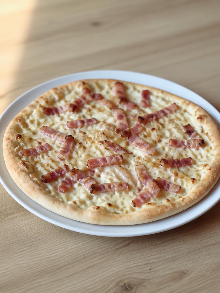 Pizza blanche à la crème et aux lardons