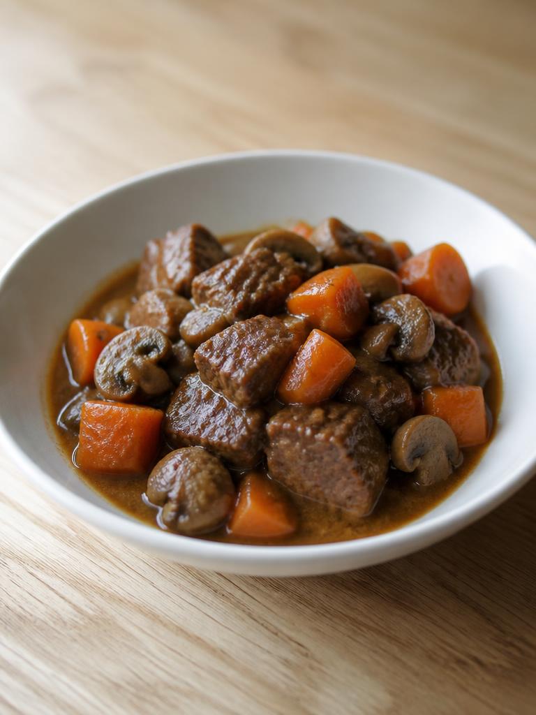 Bœuf mijoté aux carottes et champignons