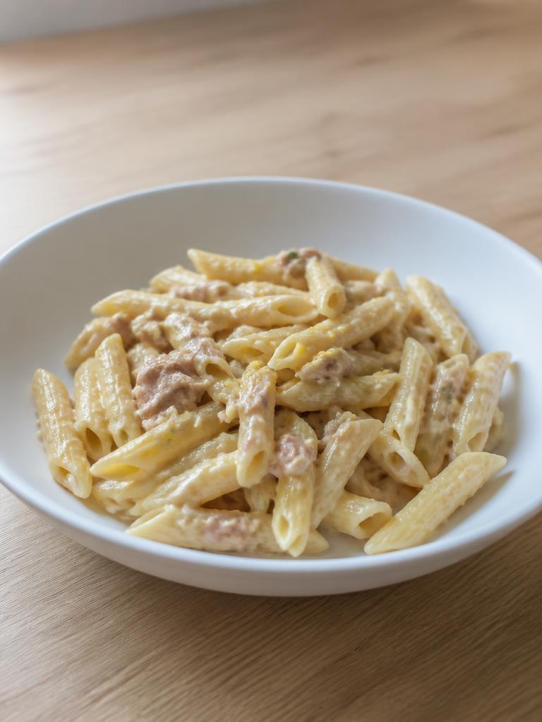 Penne au thon et à la crème citronnée