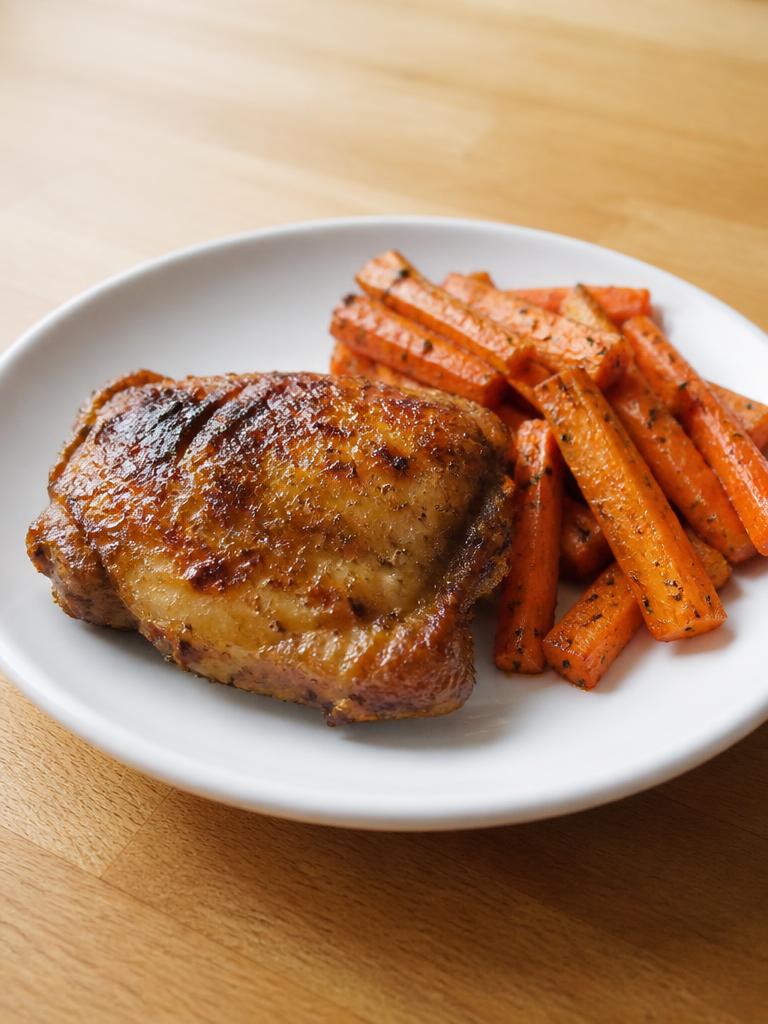Poulet miel-moutarde et carottes à l'air fryer