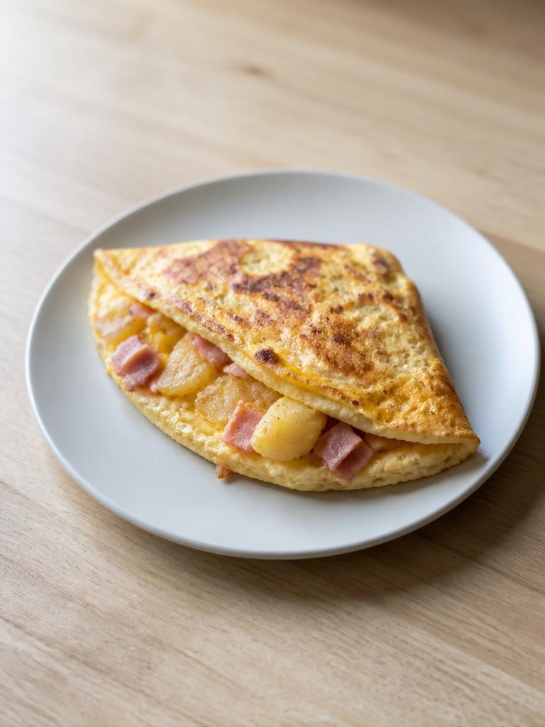 Omelette au jambon et pommes de terre