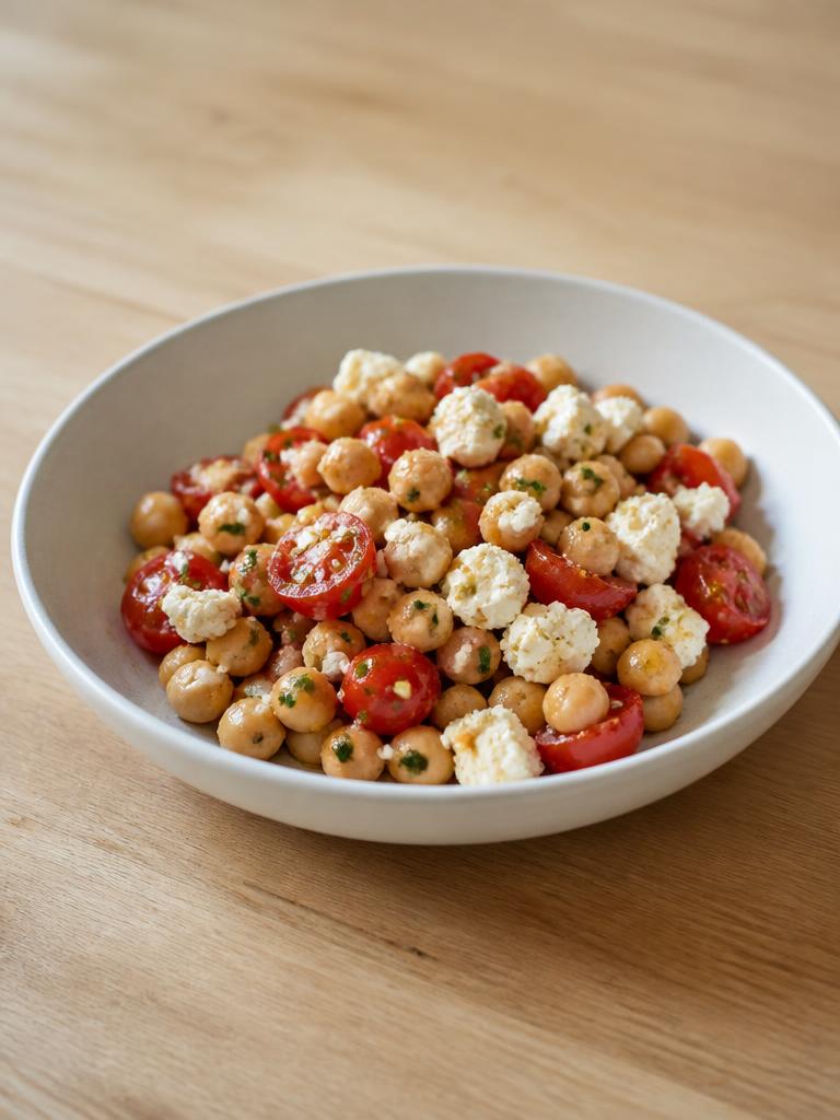 Pois chiches à la feta et aux tomates cerises