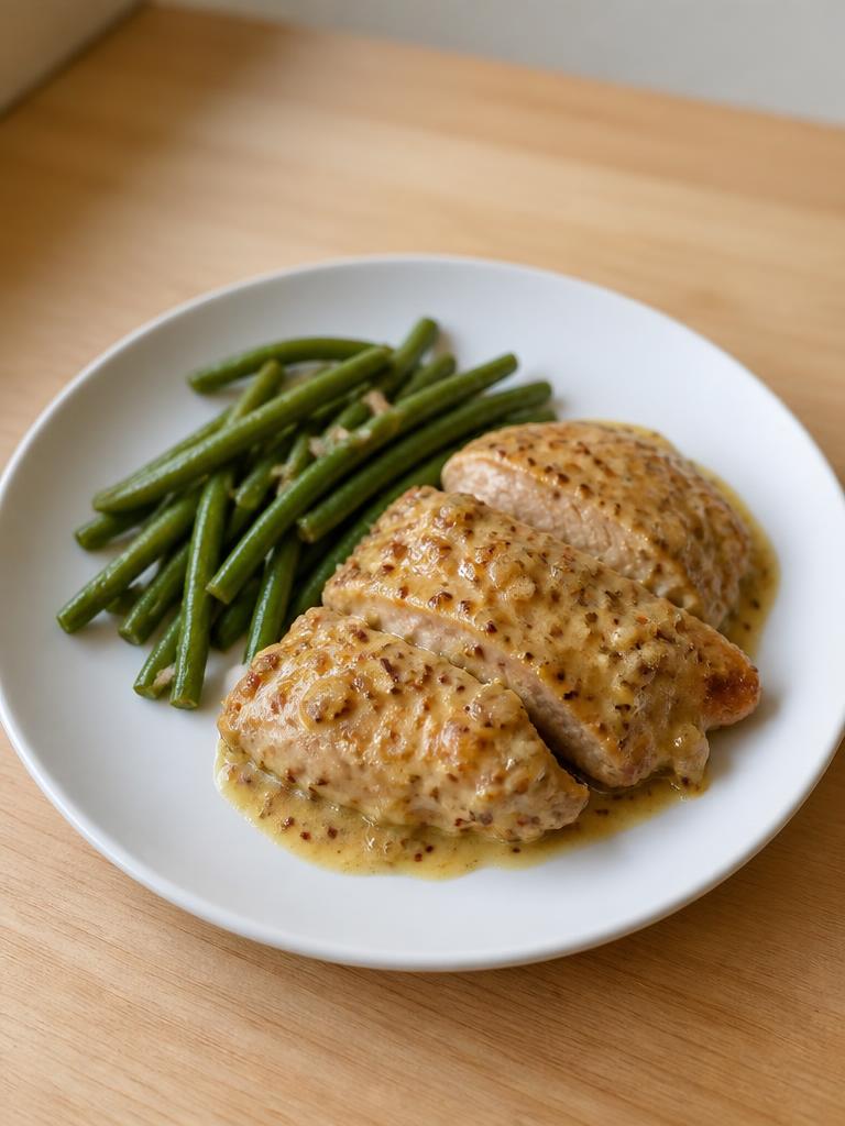 Dinde à la moutarde et haricots verts