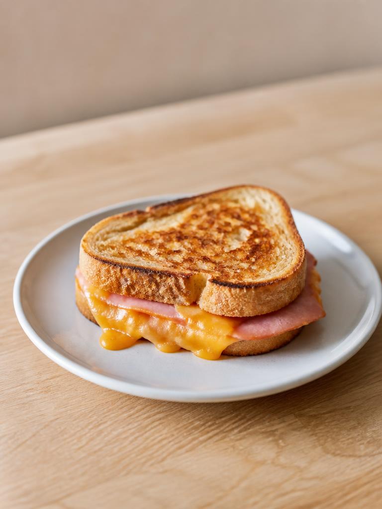 Sandwich chaud au jambon et cheddar