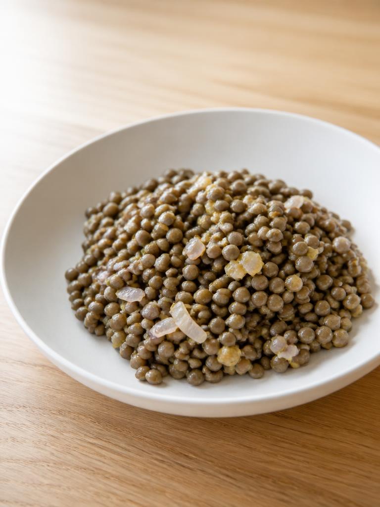Lentilles vertes à la moutarde et aux échalotes