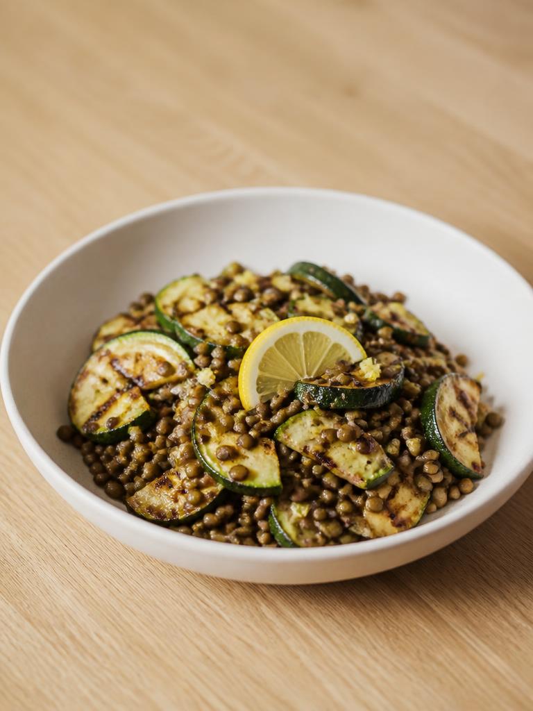 Lentilles, courgette grillée et citron