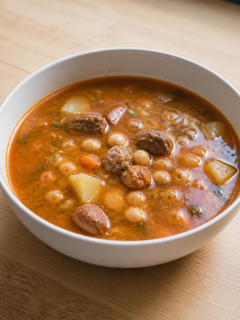 Chorba aux merguez et pois chiches