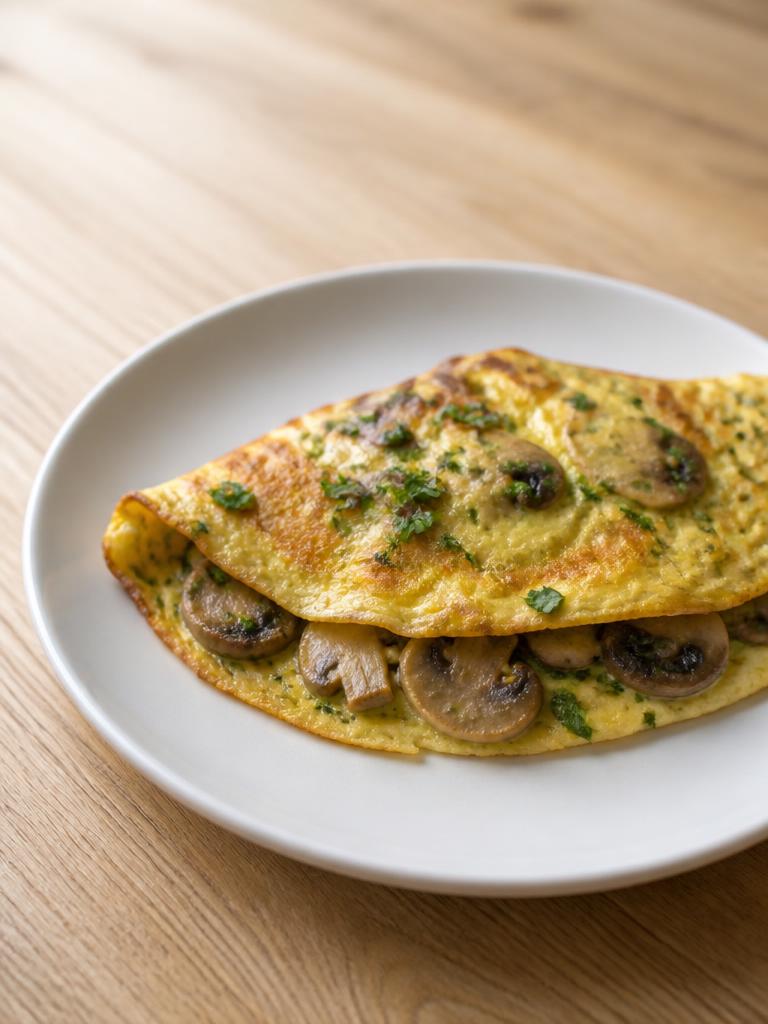 Omelette aux champignons et persil