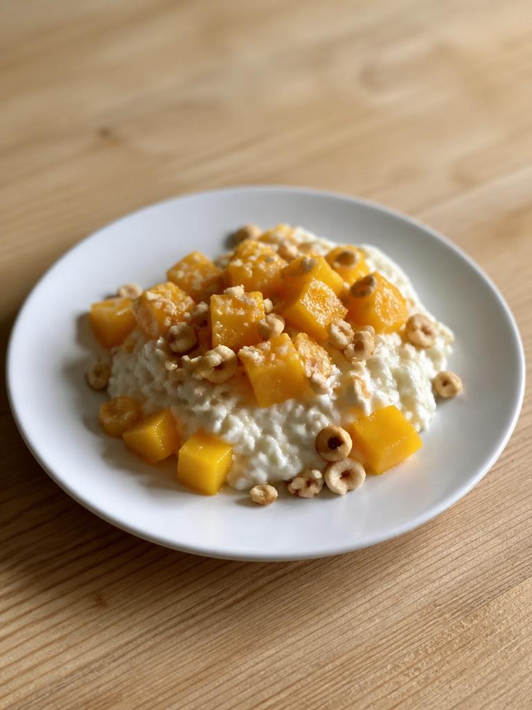 Ricotta à la mangue et aux noisettes