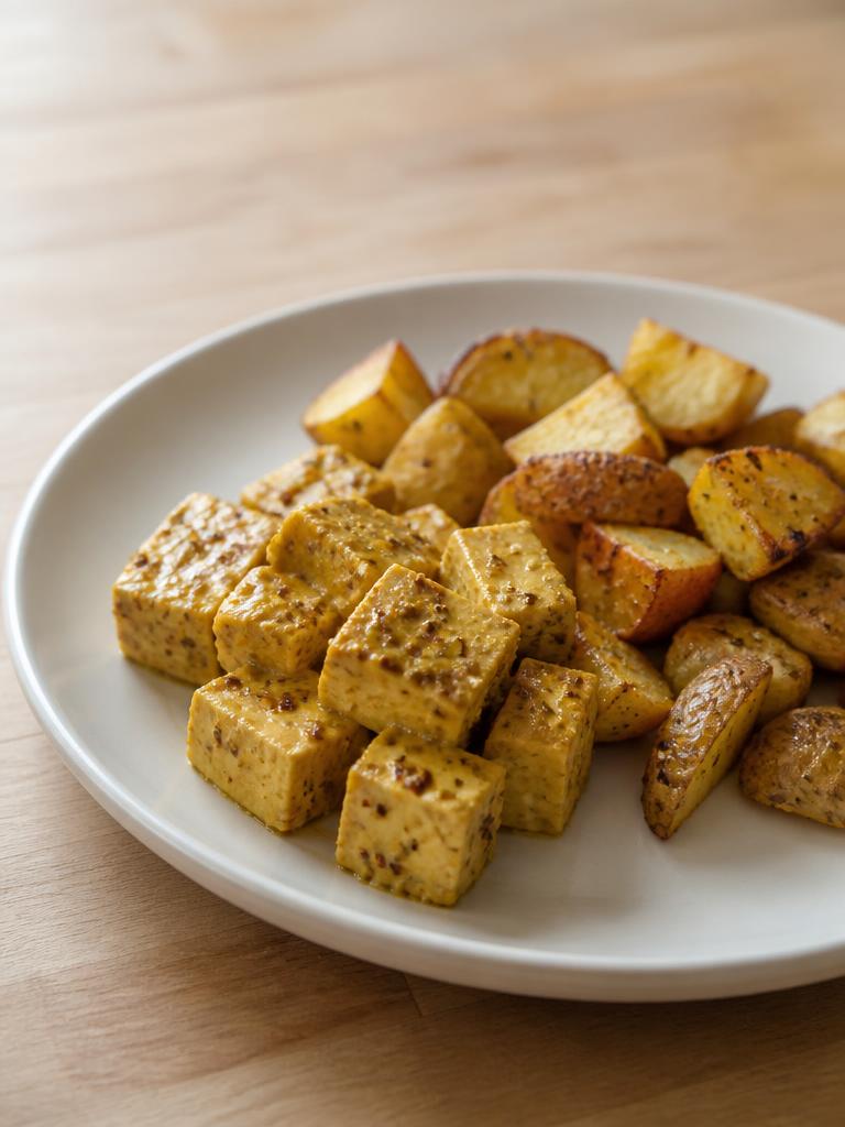 Tofu à la moutarde et pommes de terre au four