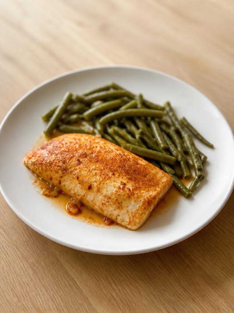 Colin au paprika et haricots verts