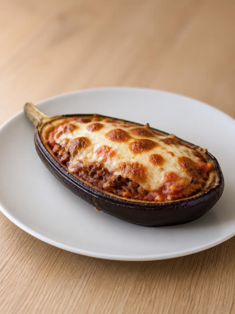 Aubergines farcies gratinées à la mozzarella