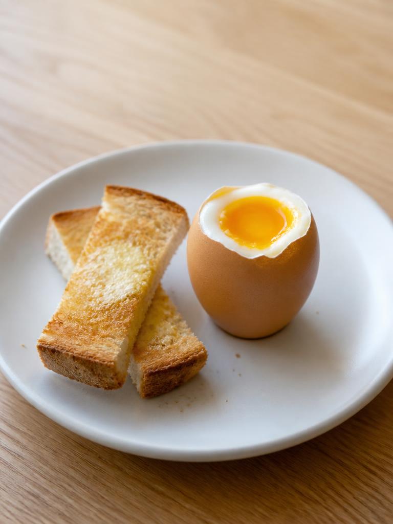 Œufs à la coque et mouillettes beurrées