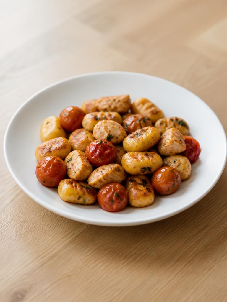 Gnocchis poêlés au poulet et tomates cerises
