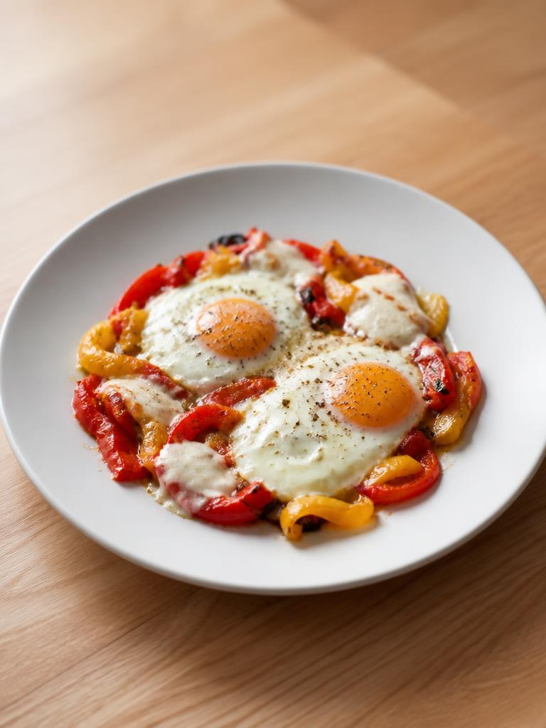 Poivrons rôtis, œufs et mozzarella à l'air fryer