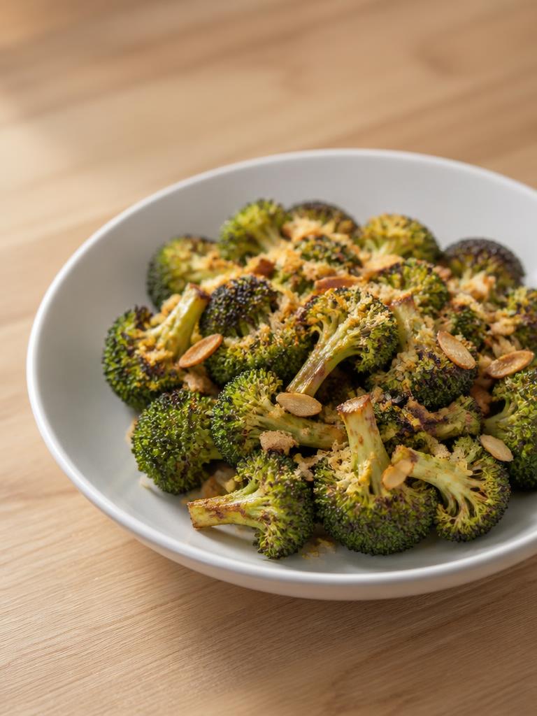 Brocoli rôti au parmesan et aux amandes à l'air fryer
