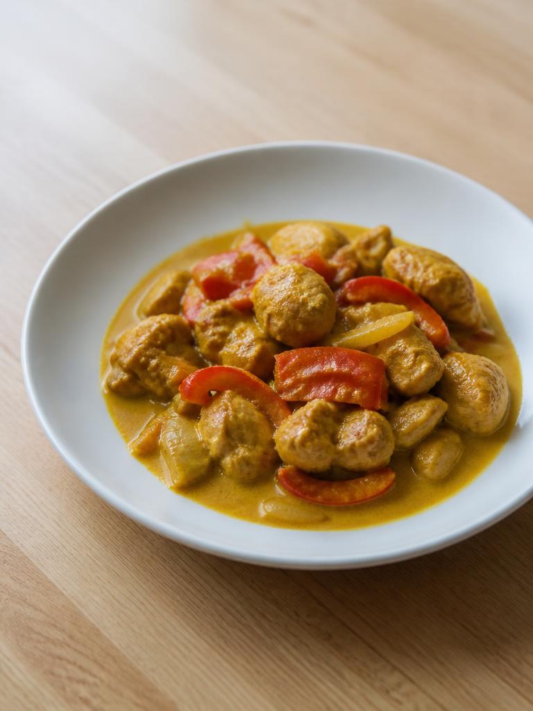 Sauté de porc au curry et lait de coco