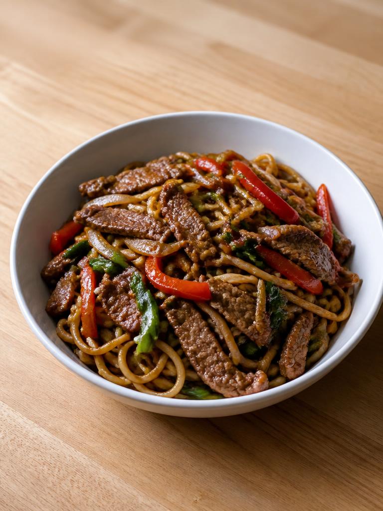Bœuf sauté au wok et nouilles chinoises
