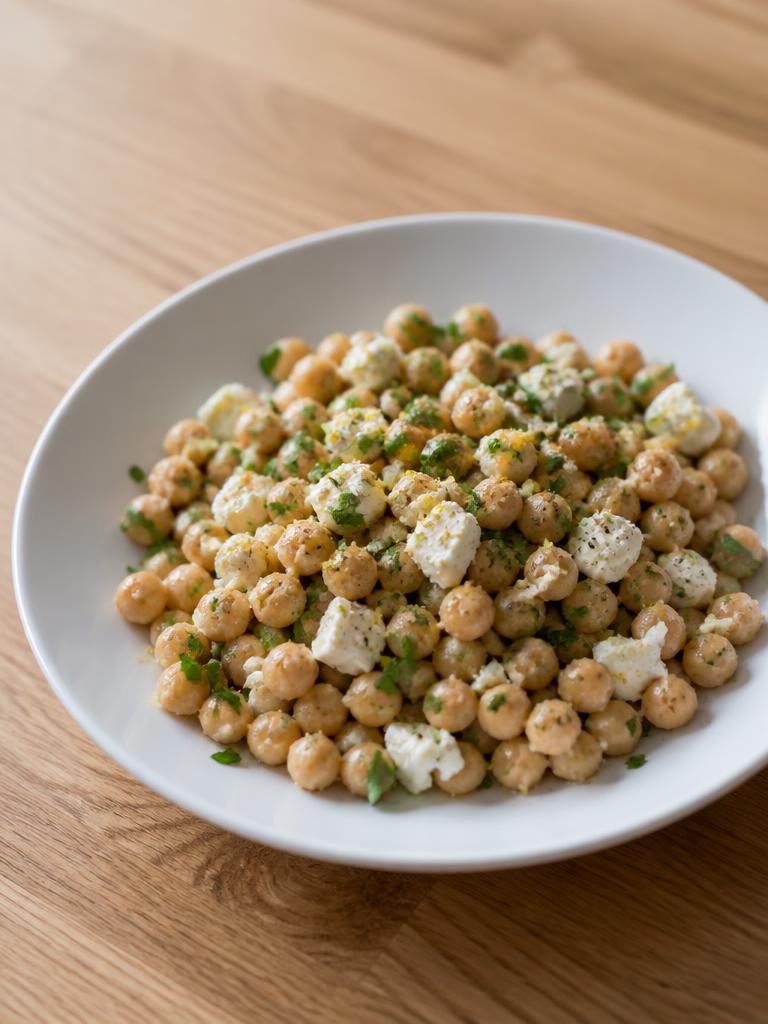Poêlée de pois chiches à la feta, citron et persil