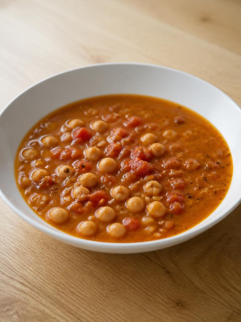 Soupe de pois chiches à la tomate et au cumin