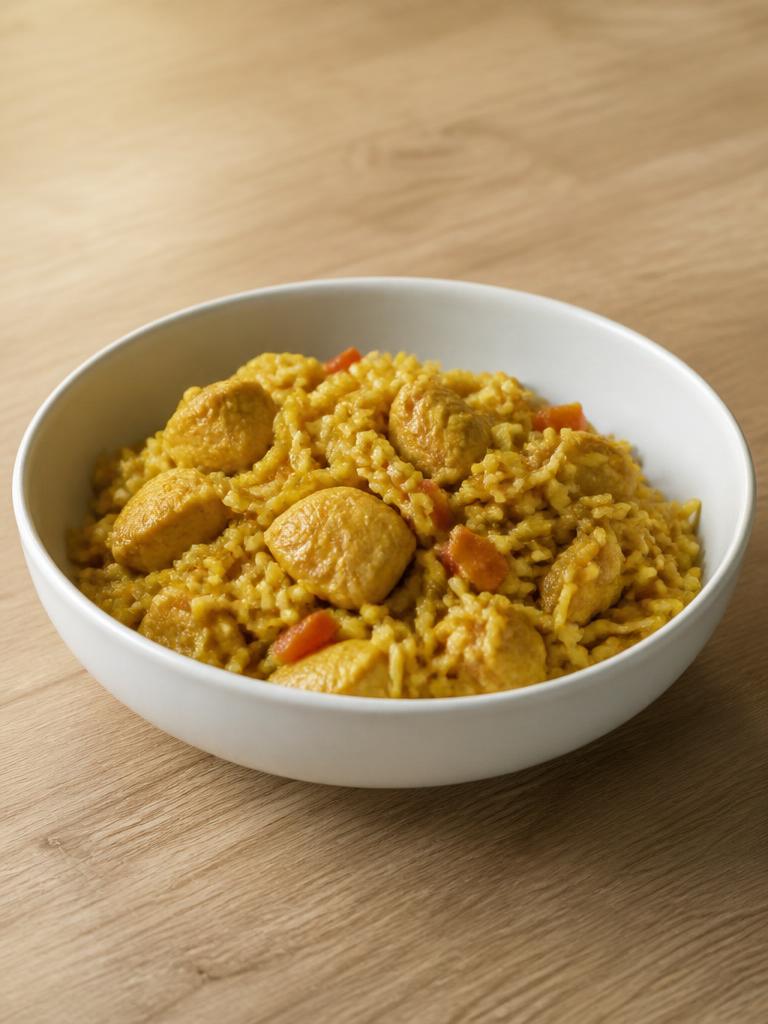 Riz au poulet et curry au bol