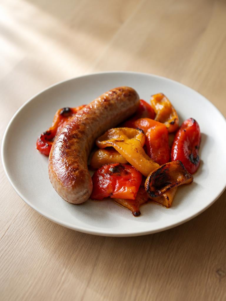 Saucisses de Toulouse et poivrons à l'air fryer