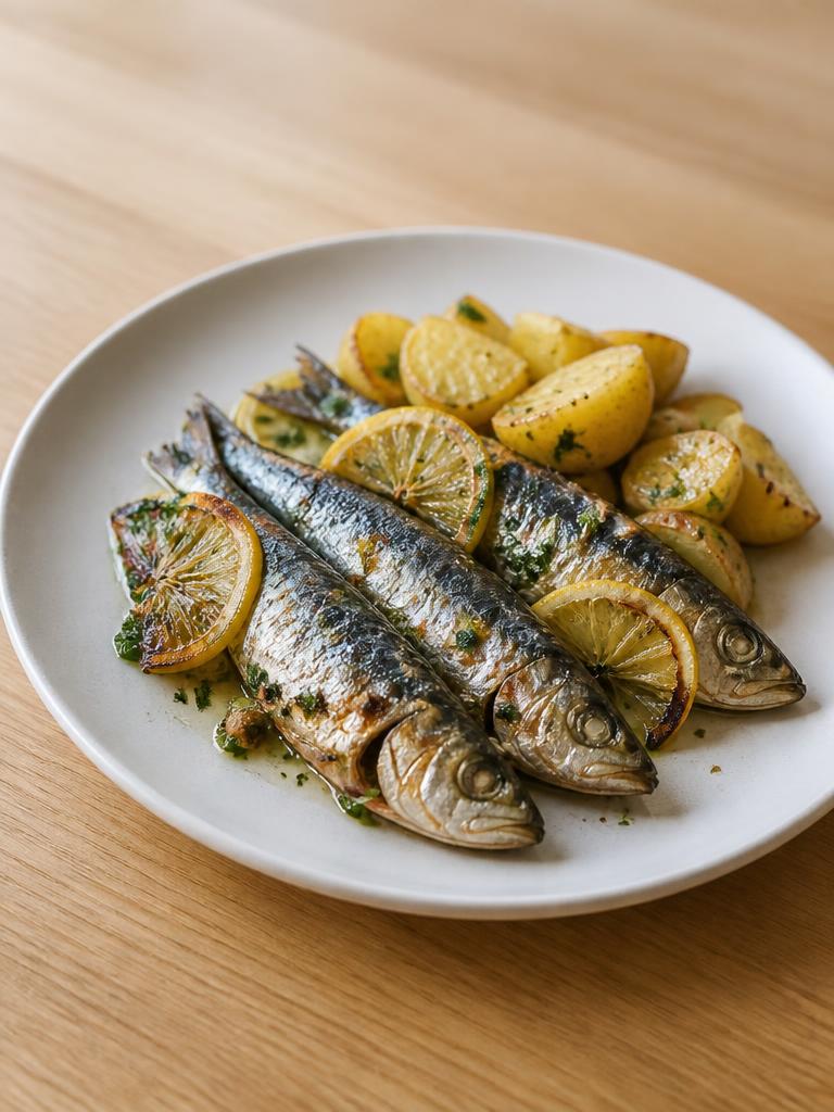 Sardines rôties au citron et pommes de terre