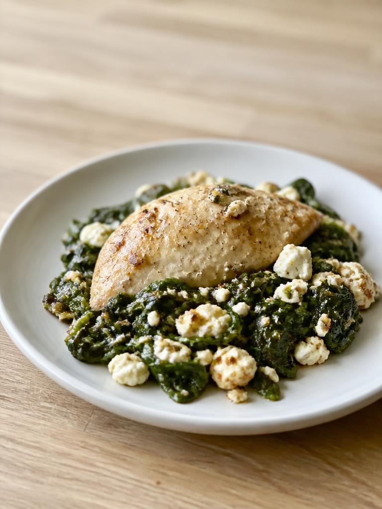 Poulet aux épinards et feta