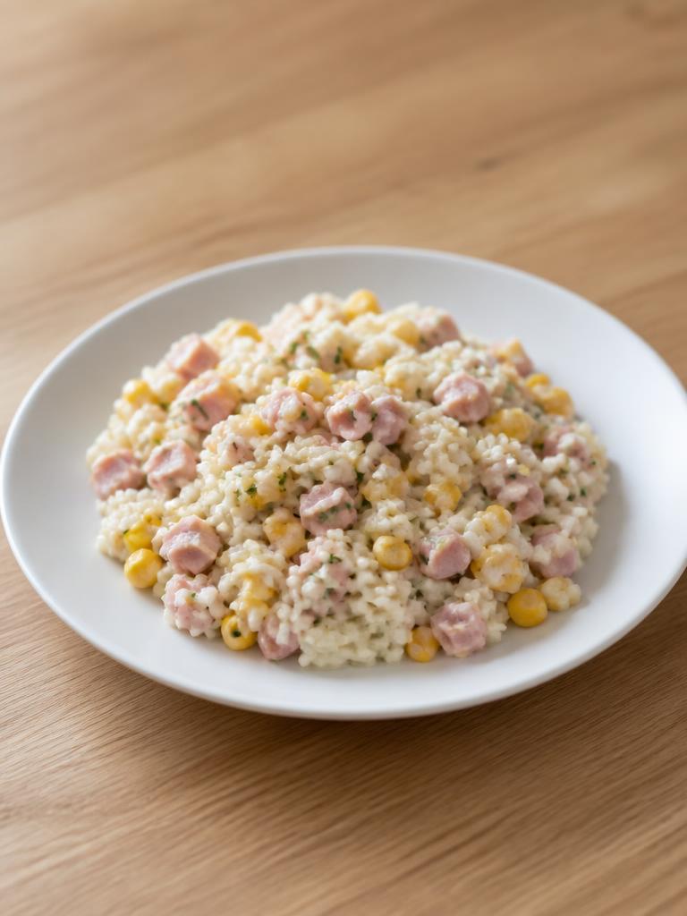 Salade de riz au jambon et au maïs
